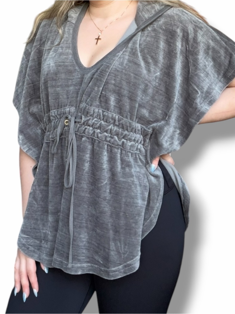 Juicy Couture Velour Gray Hoodie Poncho Cover Up